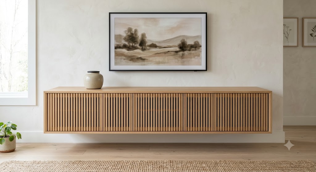 Curated Low Wooden Media Consoles with Hidden Storage